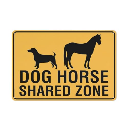Dog Horse Shared Zone Sign For Business 8"X12" Rust Free Aluminum Uv Printed