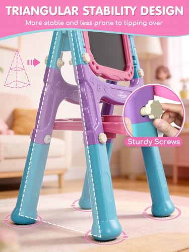 image for Lehoo Castle Easel for Kids, 4 in 1 Double Sided Kids Art Easel with M