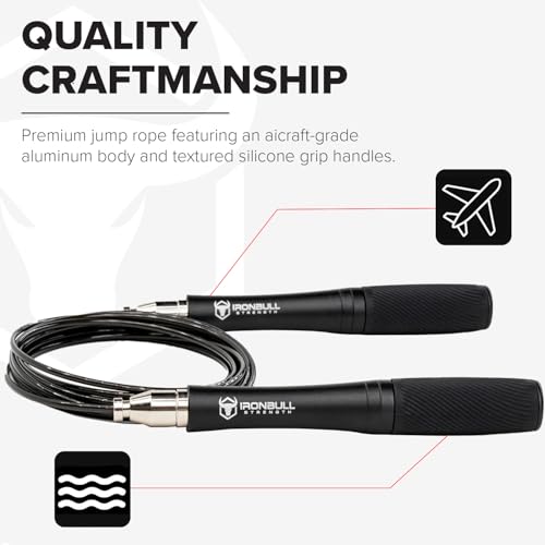 Jump Rope for Men & Women - Ultra-Fast, High Speed Jump Rope - Self-Locking Screw-Free Design with Aluminum Handles and Silicone Textured Grips - Precision Engineered for Maximum Performance by Iron Bull Strength - Image 2