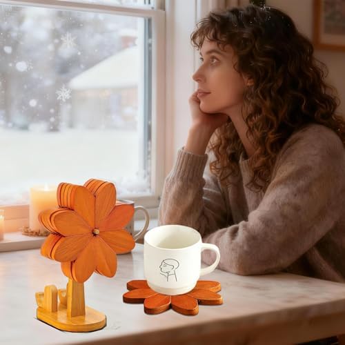 Eventerde Ahşap Altlık, Cep Telefonu Standlı, Isıya Dayanıklı Altlık - Ahşap Rüzgar Değirmeni Altlık Seti, Tabak, Mutfak, Oturma Odası, Yemek Masası, Ev Dekorasyonu, Çiftlik Evi, Ofis için - Görsel 2