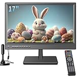 ZOSHING 17" 1080P Screen TV,Small TV with freeview Reception and aerial,AC/DC12V,HDMI USB and VGA Input Ports for Camper,Bedroom (NO with WIFI/Bluetooth/Satellite)
