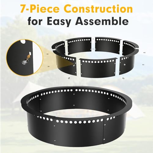 Smokeless Fire Pit Ring, 64 inch Outer/60 inch Inner Outside Fire Pit, Heavy Duty Large Solid Metal Steel Round Firepit Rim Insert for Outside Wood Burning, DIY Campfire Ring by Siminute - Image 4