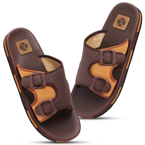 Image of FOOT UP Men's Orthopedic Comfort Slippers | Dual Buckle Casual Sandals with Soft Cushioned Footbed, Arch Support & Anti-Skid Lightweight Sole - Everyday Wear & Indoor Outdoor Use