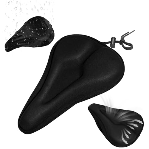 Gel Bike Seat Cushion for Women & Men - Extra Wide Padded Cover with Posture Support