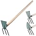 Produktbild KADAX Hacke, Gartenhacke, Doppelhacke für Garten, zum lüften lockern und jäten des Bodens, Gartenzubehör aus Metall, Unkrauthacke zum entfernen von Unkraut (klein, 3 Zinken - Rechteck, mit Holzstiel)
