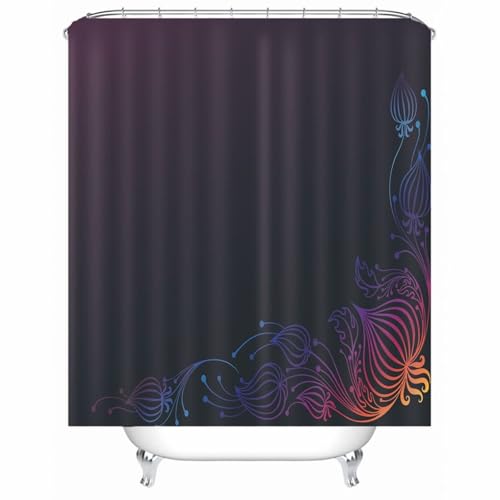 Rideau de douche lavable imperméable violet avec anneaux inclus - 2