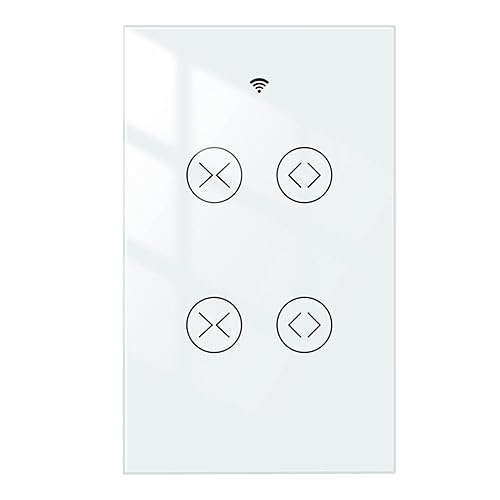 MOES Smart WiFi RF 2 Gang - Interruptor táctil ciego de doble cortina para persiana enrollable, motor eléctrico Tuya Smart Life, control de voz con MOES Smart WiFi RF 2 Gang - Interruptor táctil ciego de doble cortina para persiana enrollable, motor eléctrico Tuya Smart Life, control de voz con