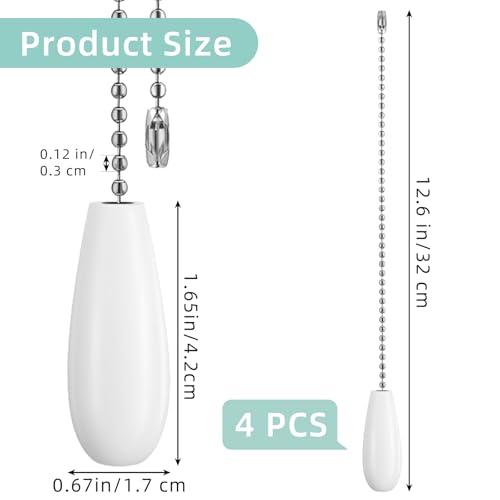 Image of 4 Pcs Fan Pull Chain Extension 12.6 Inches Wooden Decorative Pendant Extension Chains Light Pull Chain Extensions White Pull Chains For Ceiling Fans And Lights Fan Extensions Chain Ornaments