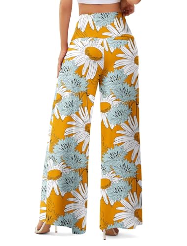 JZC Women's Palazzo Lounge Pants Stretchy Wide Leg Casual Pants Comfy High Waist Flowy Pants S-3XL
