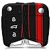kwmobile Carcasa Compatible con VW Golf 7 MK7 Llave de Coche de 3 Botones - Funda Protectora de Silicona - Cover Flexible en Rojo/Negro