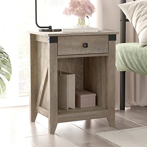 HOSEOKA Rustic Nightstand with Drawer Farmhouse Gray Wood Nightstand, Bedroom Small Nightstand with Storage