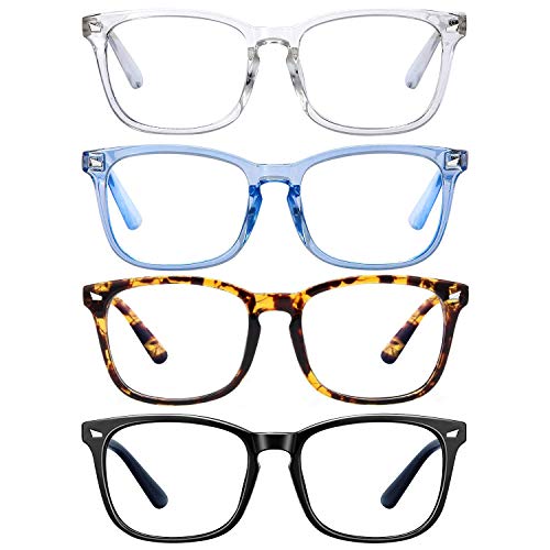 Blue Light Blocking Glasses - Blue Light Glasses for Teens/Women/Men, Blue Light Blocker Glasses Anti Eyestrain&UV/Reading/GamingÂ Glasses/Computer Glasses, Non Prescription Glasses(4 Pack)