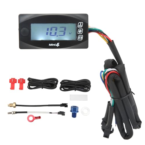 Medidor digital de motocicleta de 4 pulgadas con temperatura del aceite Voltímetro de temperatura del motor y pantalla de tiempo Accesorios de motocicleta DC12V con pantalla LCD (M14*1,25)