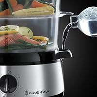 Russell Hobbs Dampfgarer [normale Größe] 9,0l (60 Minuten Timer + Abschaltautomatik, 3 spülmaschinengeeignete Dampfgarbehälter + Reisschale/Reiskocher + 6 Eierhalter/Eierkocher, BPA-frei) 19270-56 – Ansicht 6