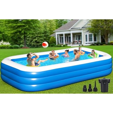 Large Inflatable Swimming Pool for Kids Adults, 130"x72"x22" Blow Up Pools Kiddie Pool with Pump, Family Inflatable Swimming Pools for Backyard Cover