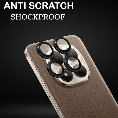 Image of Amazon Brand - Solimo Camera Glass Lens Protector Ring for Redmi Note 15 Pro Plus 5G Case Friendly with Edge to Edge Coverage and Easy Installation (Black)