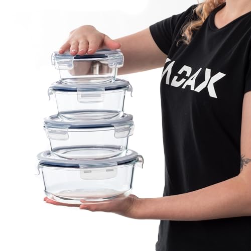 KADAX Glasbehälter Set mit Deckel, 4 Größen 400/620/950/1300 ml, luftdichte Frischhaltedosen aus Glas, Vorratsdosen für Kühlschrank… – Ansicht 5