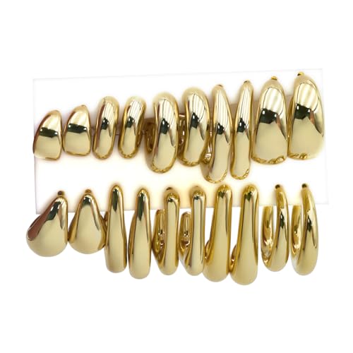 10 Pairs Hypoallergenic Chunky Gold Dangle Earrings for Women Tre...