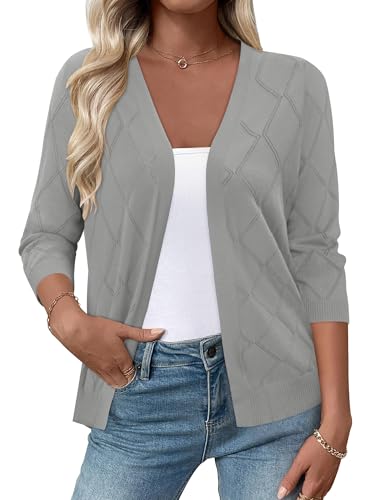 Cardigan for Women Dressy Spring Summer Fall Gray Cover Up Knit XL