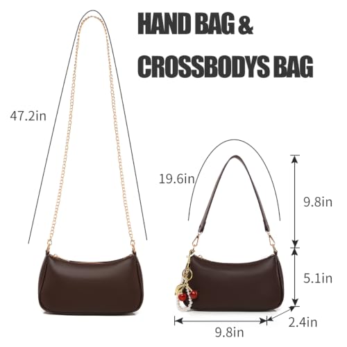 Image of Small Shoulder Bag for Women Mini Purse Retro Vegan Leather Hobo Purses Clutch Tote HandBags with Zipper Closure
