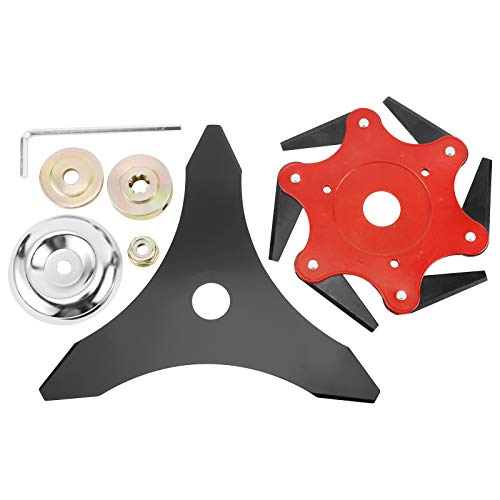 Sparkfire 6 Steel Razor Blade Trimmer Head & 3 Teeth Brush Cutter Blade Grass Steel Blades Tool with Adapter for Mower Weed Tools