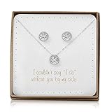 Bridesmaid Gift Set - Pretty Halo Cubic Zirconia Necklace & Earrings Set (18