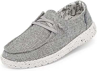 Hey Dude Women's Wendy L Linen Iron Size 9 | Women’s Shoes | Women’s Lace Up Loafers | Comfortable & Light-Weight