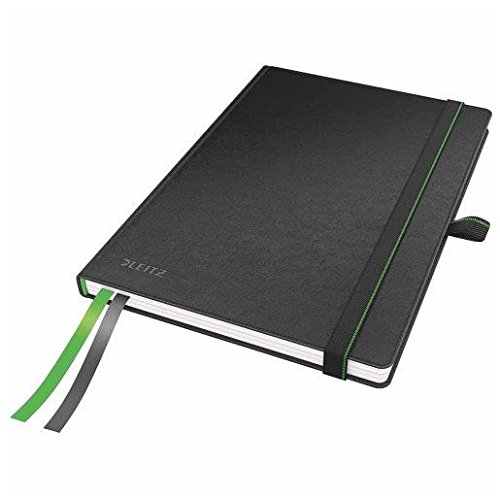 LEITZ Set di 3 quaderni completi, 160 pagine, 96 g, a righe, A5, carta avorio, copertina nera
