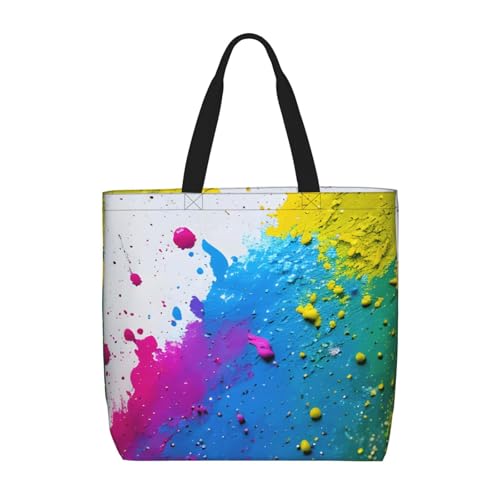 YIJIAYUN Bolsas de tela con estampado de salpicaduras de pintura de alta capacidad, ligeras y duraderas y reutilizables diseñadas para las compras diarias