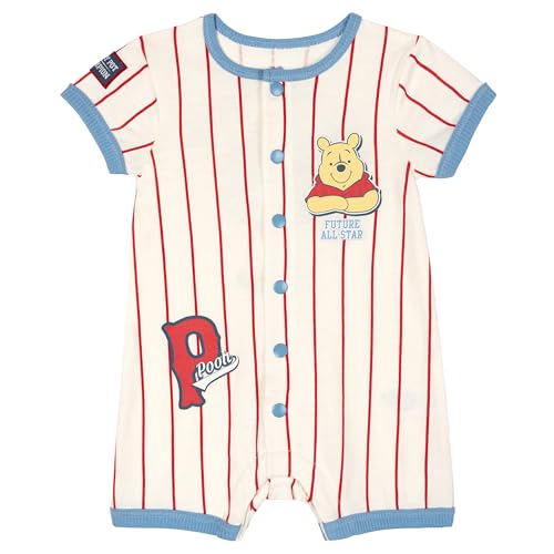 Disney Winnie the Pooh Baby Boys Printed Short Sleeve Jersey Coverall with Snap Closure Light Blue Pooh 18 Months