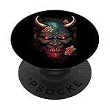 tradizionale giapponese tatuaggio demone maschera, oni hannya samurai popsockets popgrip intercambiabile