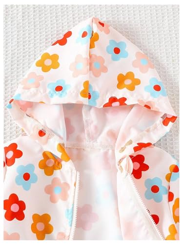 Verdusa Toddle Girl's Cute Floral Zip Up Jacket Vacation Lightweight Outerwear3