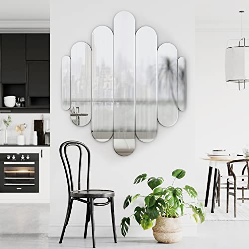 osemy 32' x 28' Elegant Frameless Cluster Arched Wall Mirror Aesthetic Modern...