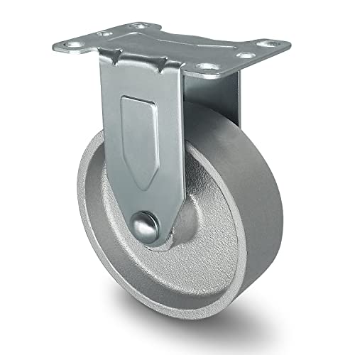 HANDSAMMU 4 Inch Industrial Casters- Semi Steel Cast Iron Swivel Casters, Heavy Duty Casters with 400 lb Capacity, Metal Casters for Cart Workbench Furniture（1Rigid）