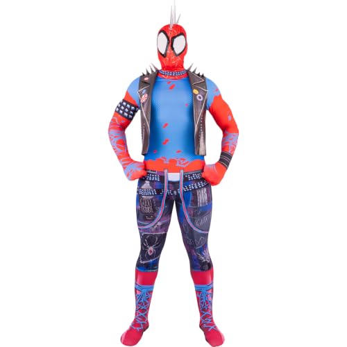 MARVEL Spider-Punk Official Adult Zentai Halloween Costume - Deluxe Two-Way Stretch Spandex with Invisible Zippers and Wrist Openings (L) by Jazwares Costume Play - Used condition - Image 3