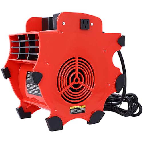 WZONICE98 3-Speed Heavy-Duty Floor and Carpet Dryer 300CFM Airflow Portable Air Mover with 4 Adjustable Angles and Built-in Safety Protection Red Industrial Blower for Basement Garage Carpet Drying