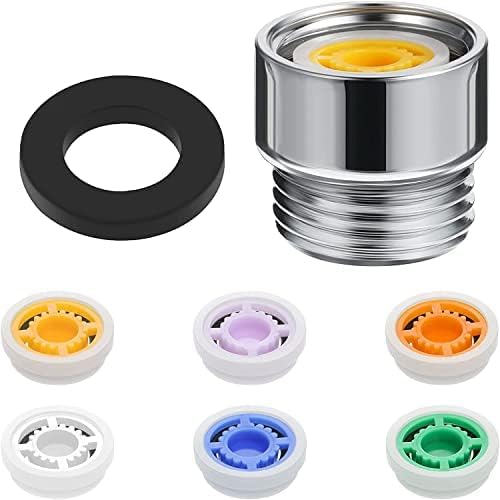 Shower Flow Reducer Limiter Set - Solid Brass Shower Head Flow Restrictor Adapter with 6 Water Saver Inserts (1.2-2.5 GPM) for Fixed & Handheld Showers (Chrome)