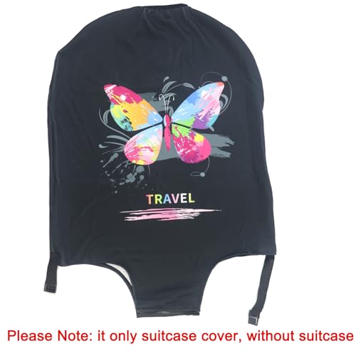 Image of MosaiRudo Thicker Luggage Cover Elastic Suitcase Cover Protector Fits 18-32 Inch Suitcase Travel Accessories, Butterfly, L, Zipper Closurezipper Closurezipper Closurezipper Closurezipper Closure
