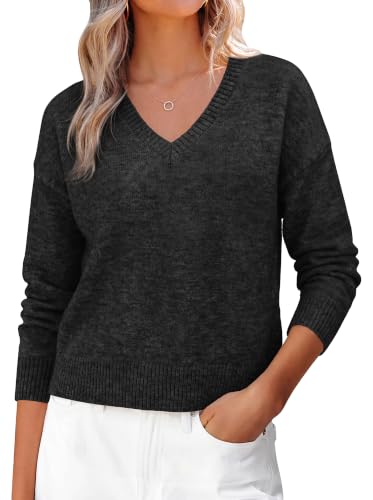 KIRUNDO V Neck Sweaters for Women 2026 Casual Pullover Long Sleeve Tops - image 1