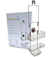 Gecko-Loc Extra Long Adjustable Length over the showerhead hanging shower caddy - bathroom caddie...