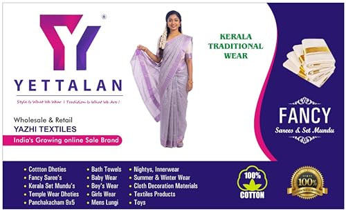 Image of Kerala Traditional Tissue Saree for Women with Running Blouse | South Indian Ethnic Saree for Weddings Onam Vishu Temple Wear & Festivals