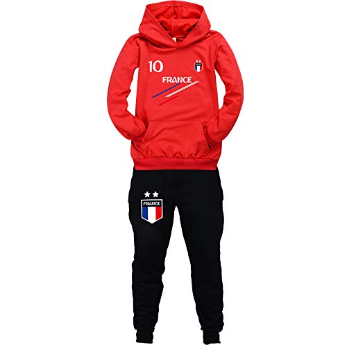 Pulls garçon ensemble de sport France 2 étoiles avec sweat rouge et pantalon de jogging 8-16 ans