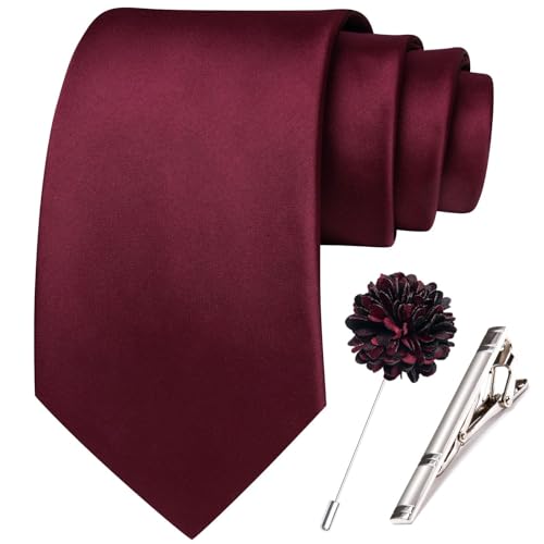 Image of Hi-Tie Men's Extra Long Solid Satin Tie Set 63 Inch /70 Inch Formal Necktie
