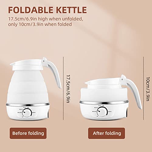 Moniss Chaleira Dobrável 0,6L Viagem Silicone Base de Aço Inoxidável Chaleira de Acampamento 5 Modos
