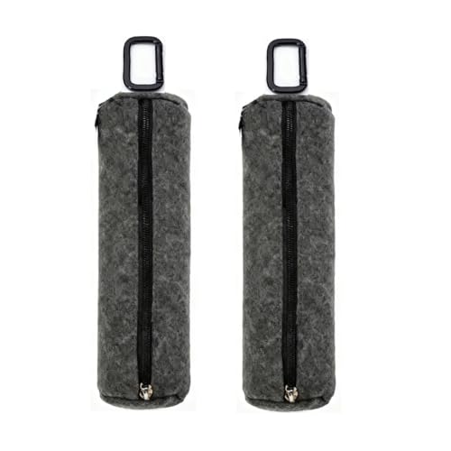 New valley warbler Portable Pickleball Storage Bag, Gray Felt Pouch with Zipper Closure and Fence Hook, Set of 2