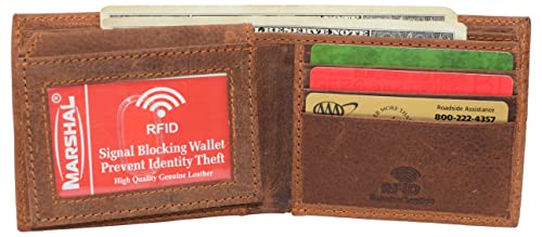 MARSHAL Marijuana Leaf RFID Blocking Real Leather Bifold Classic Wallet for Men3