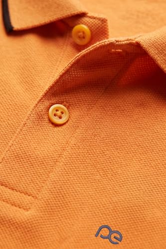 Image of Peter England Men's Snug Fit Solid Polo T-Shirt with Coloured Collar Tipping| Cotton Rich| Premium Pique Weave