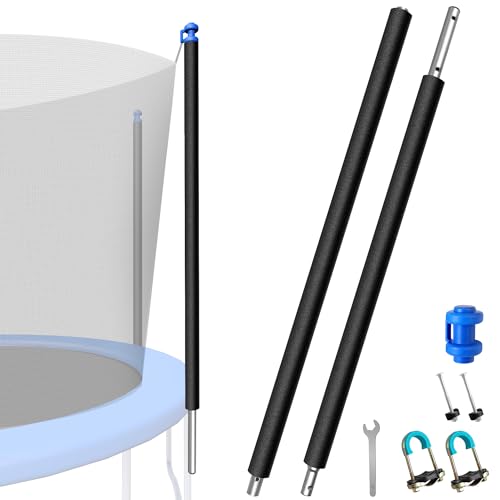 Suninlife 1PCS Trampoline Pole Replacement, Trampoline Enclosure Pole Fits 8-16FT Straight Pole Trampoline Frame, Reliable Trampoline Accessories Includes Foam Sleeve & Pole Caps for 2 Install Ways