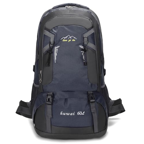 Mxaeyar 60L Hiking Backpack,Waterproof Travel Backpack,Lightweight Camping Rucksack with Machine Washable Design,Unisex Trekking Bag for Outdoor Adventures, Cycling, Daily Use,Dark Blue