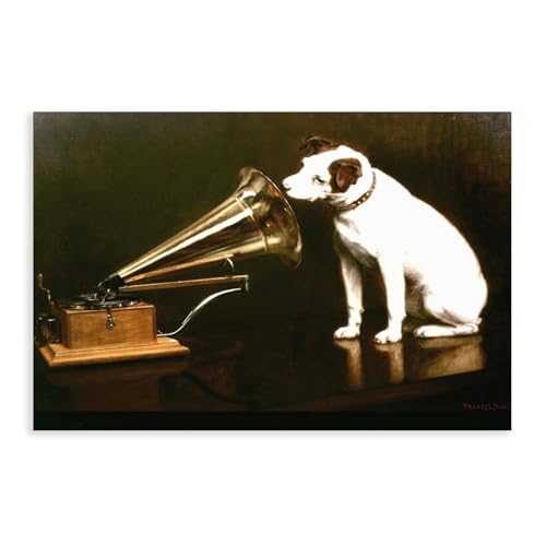 Poster His Master's Voice Nipper Jack Russell Francis Barraud toile décoration murale moderne